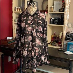 Sheer Floral Button Down